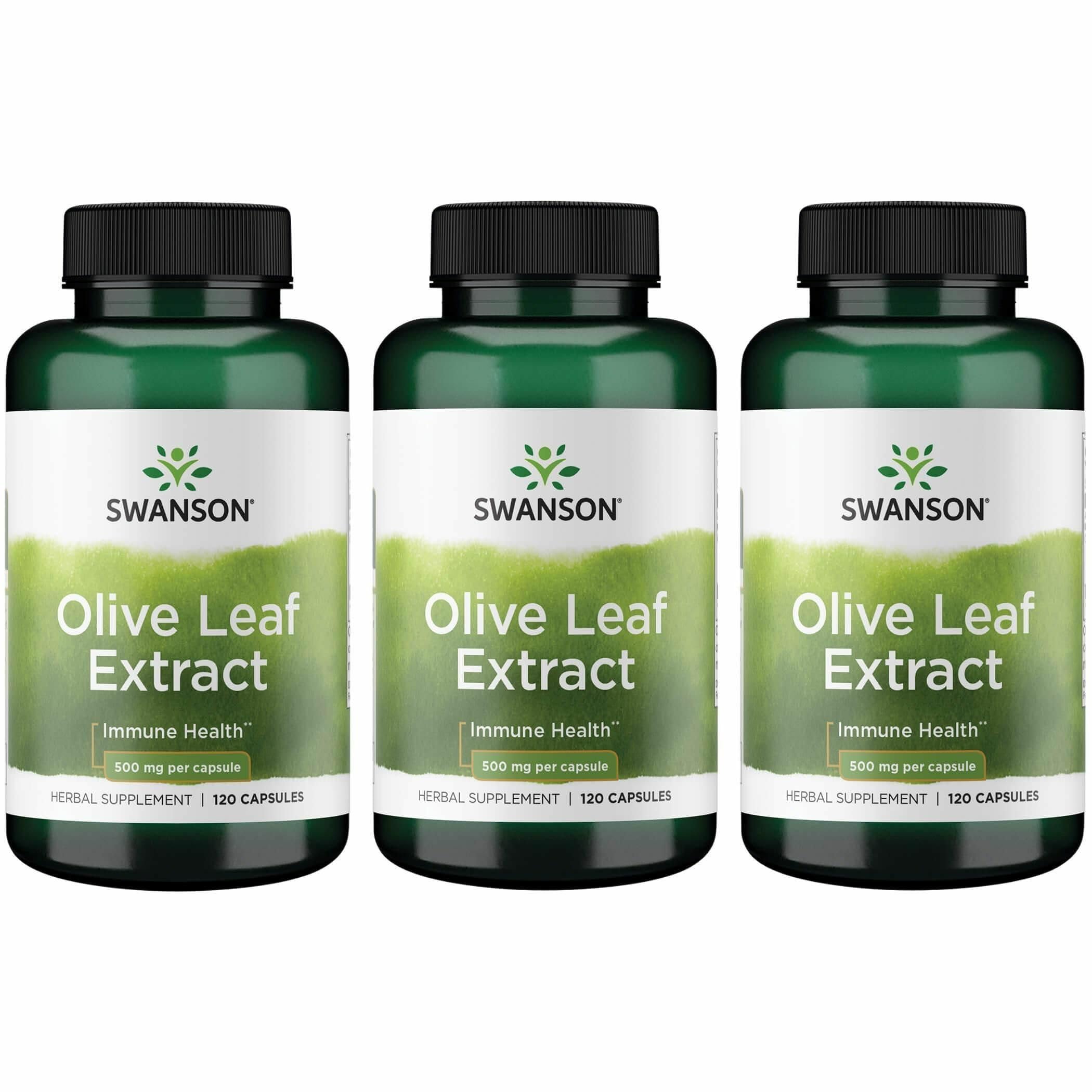 Swanson Olive Leaf Extract 500mg capsule bottle front view