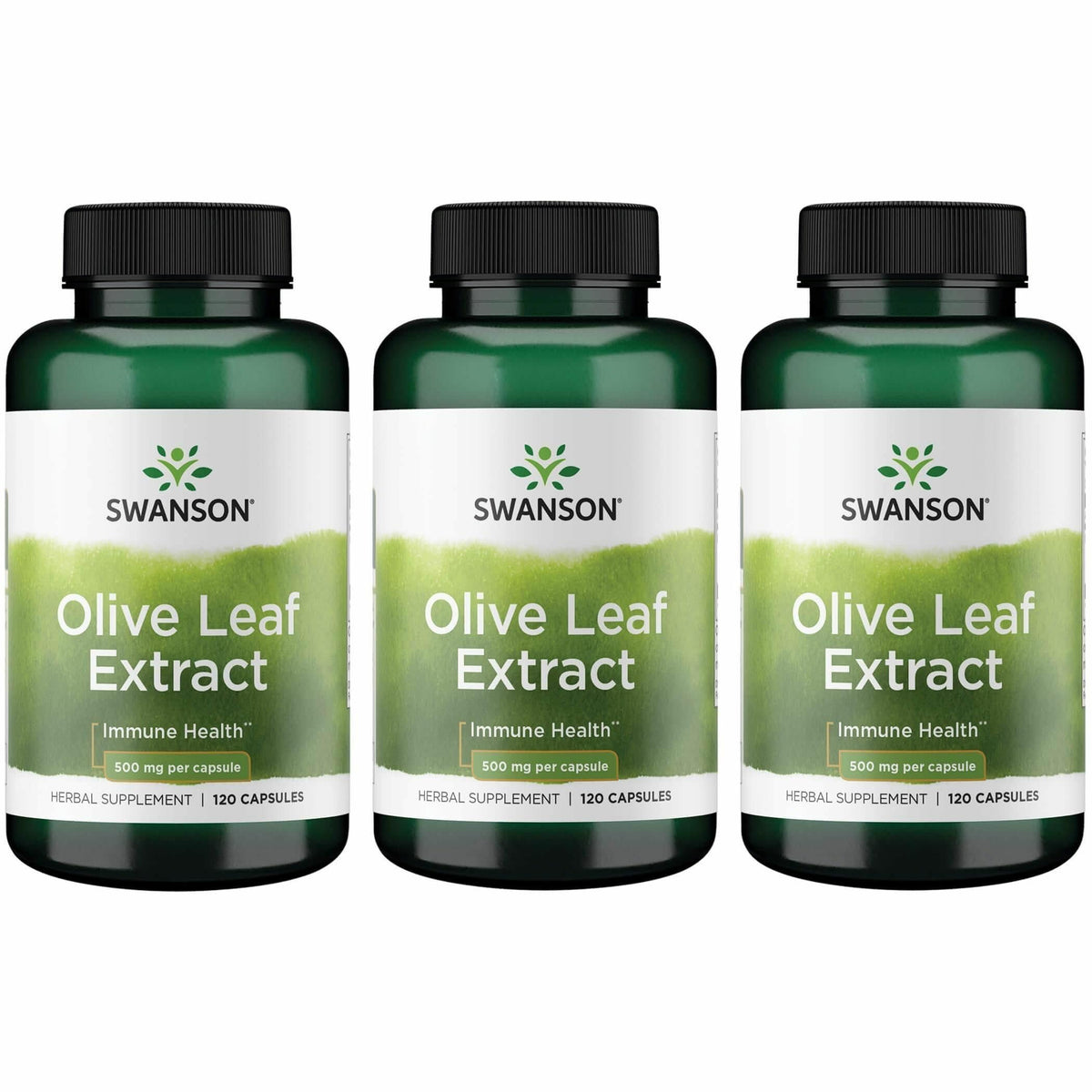 Swanson Olive Leaf Extract 500mg capsule bottle front view
