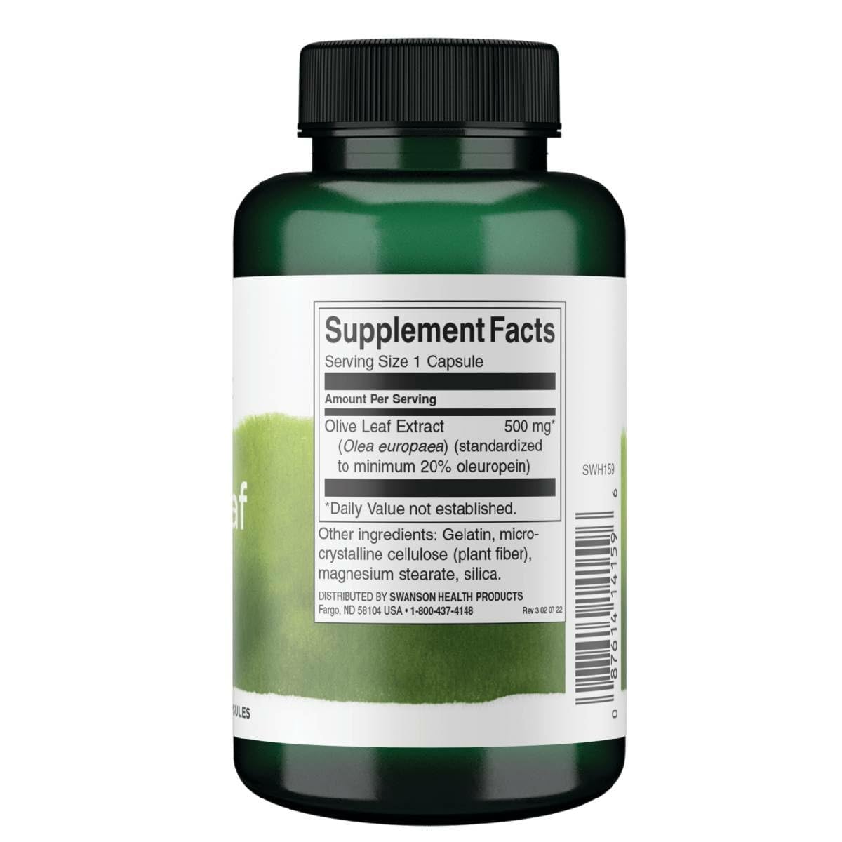 Swanson Olive Leaf Extract 500mg capsules close-up