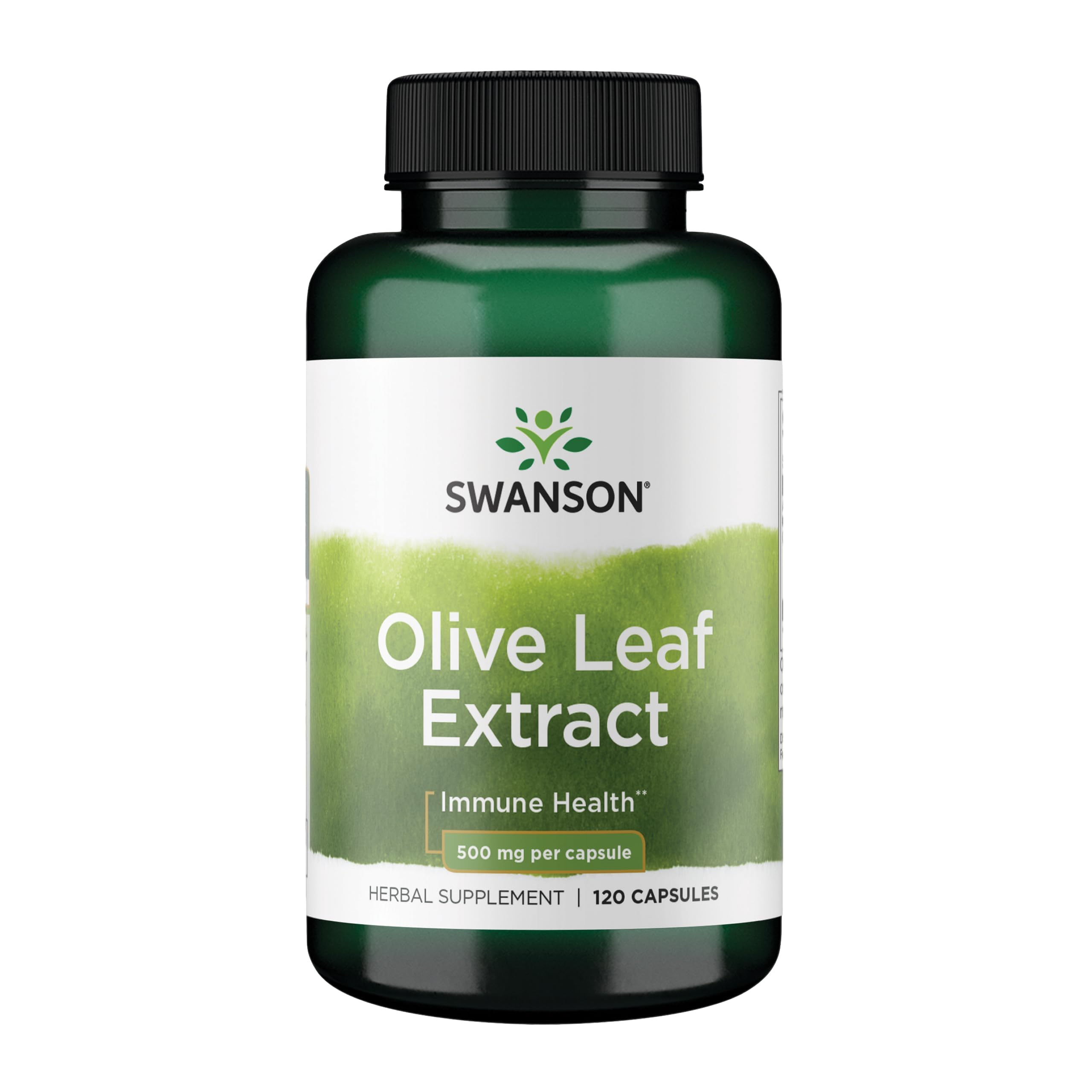Swanson Olive Leaf Extract 500mg capsules front view