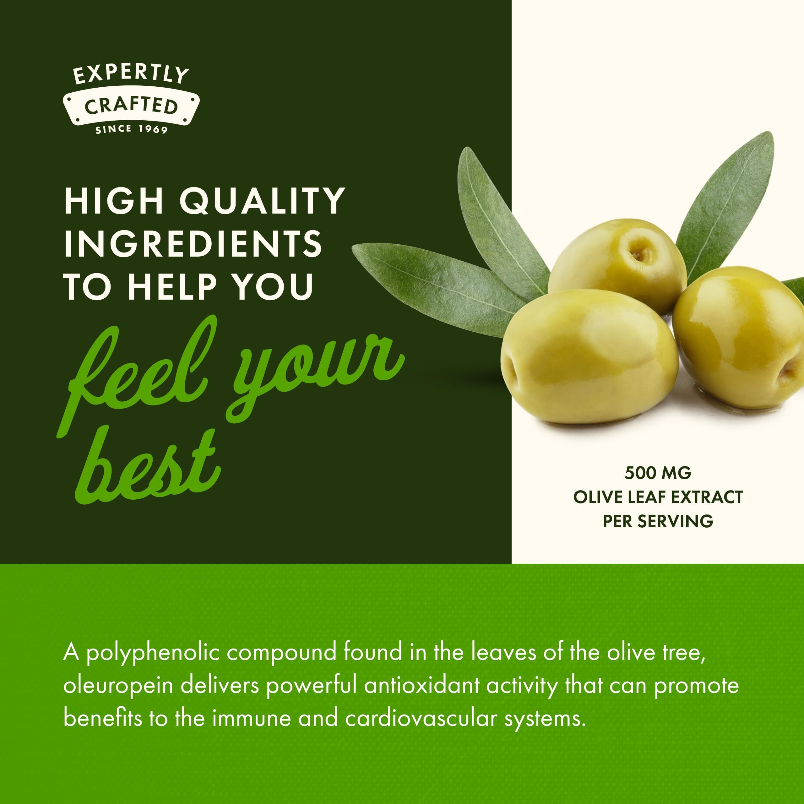 Swanson Olive Leaf Extract 500mg capsules with ingredients