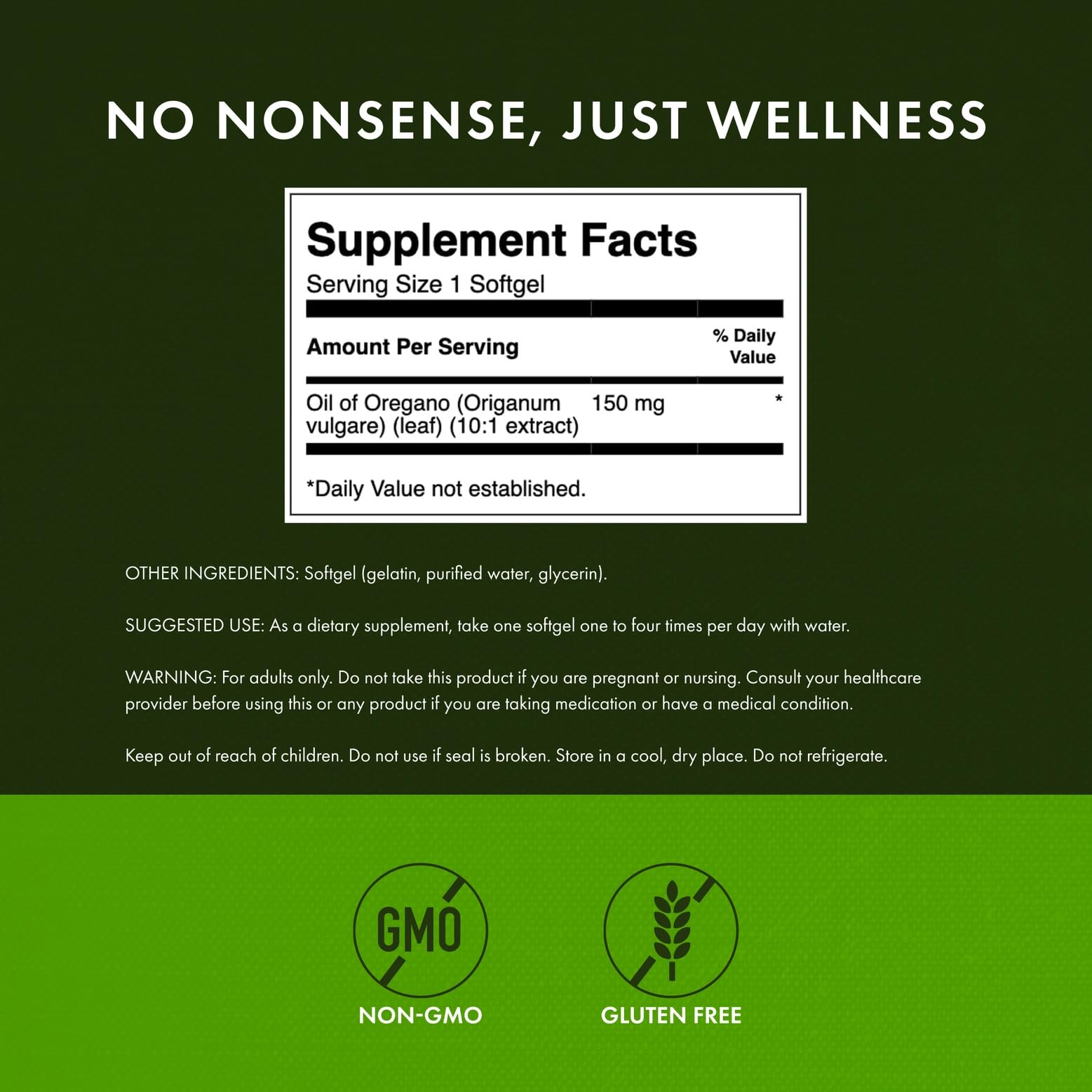 Swanson Oregano Oil Softgels 150mg bottle with label