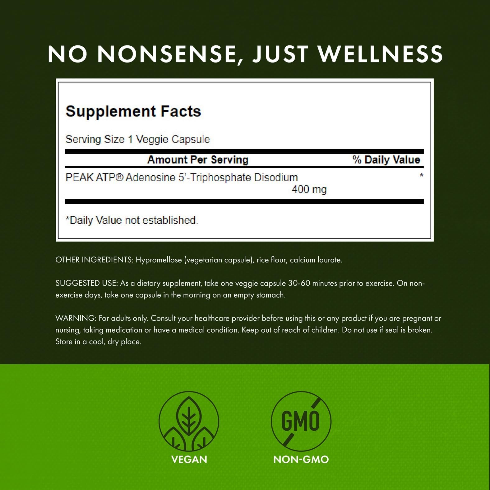 Swanson Peak ATP 400mg supplement side view
