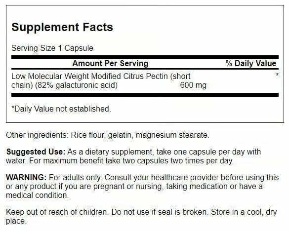 Swanson PectiPure Citrus Pectin Capsules 600mg side view