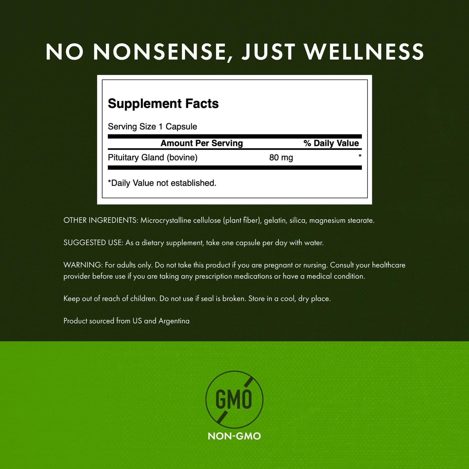 Swanson Pituitary Glandular Supplement 80mg side view