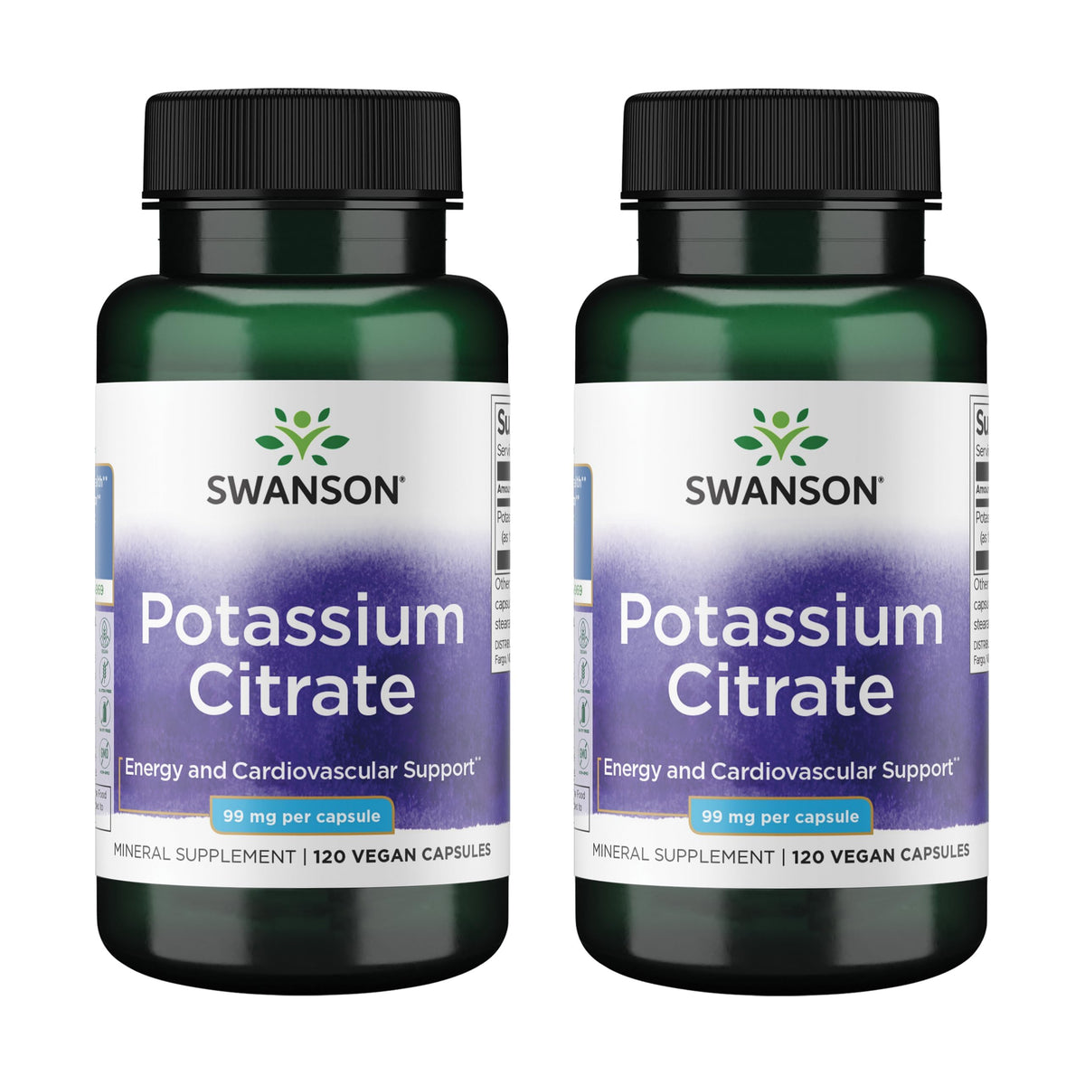 Swanson Potassium Citrate Capsules 99mg front view