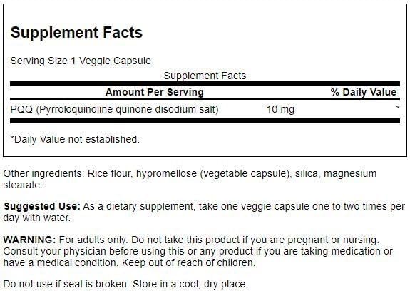 Swanson PQQ 10mg Capsules side view showing easy-to-swallow design