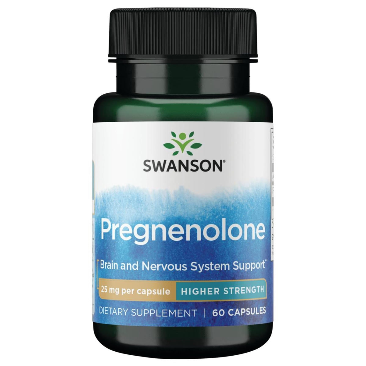 Swanson Pregnenolone 25 mg Capsules front view with packaging