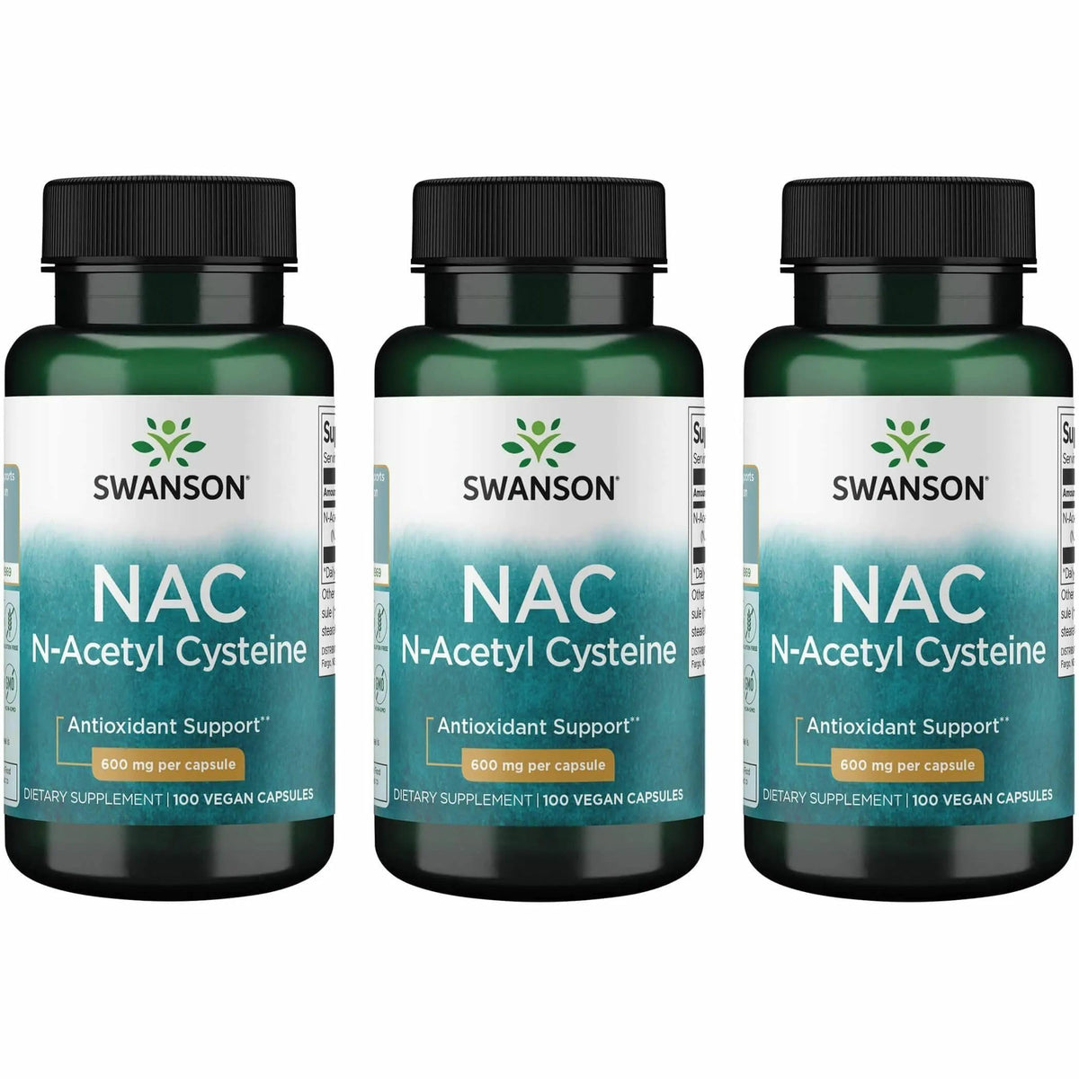 Swanson Premium N-Acetyl Cysteine 600mg capsules front view