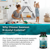 Swanson Premium N-Acetyl Cysteine 600mg capsules on a wooden table