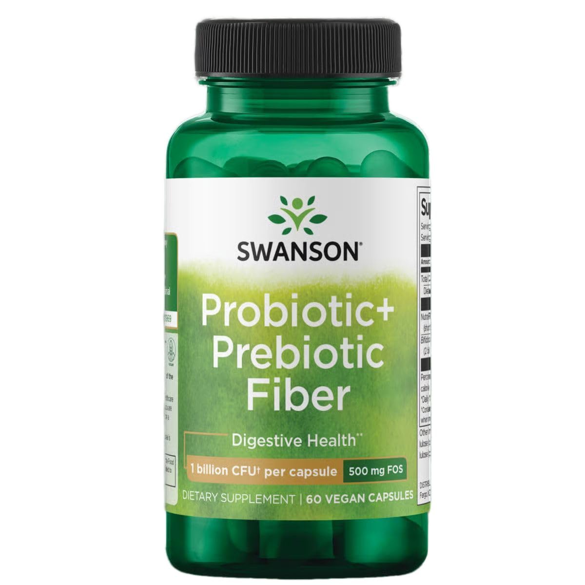 Swanson Probiotic + Prebiotic Supplement 500 million CFU front view