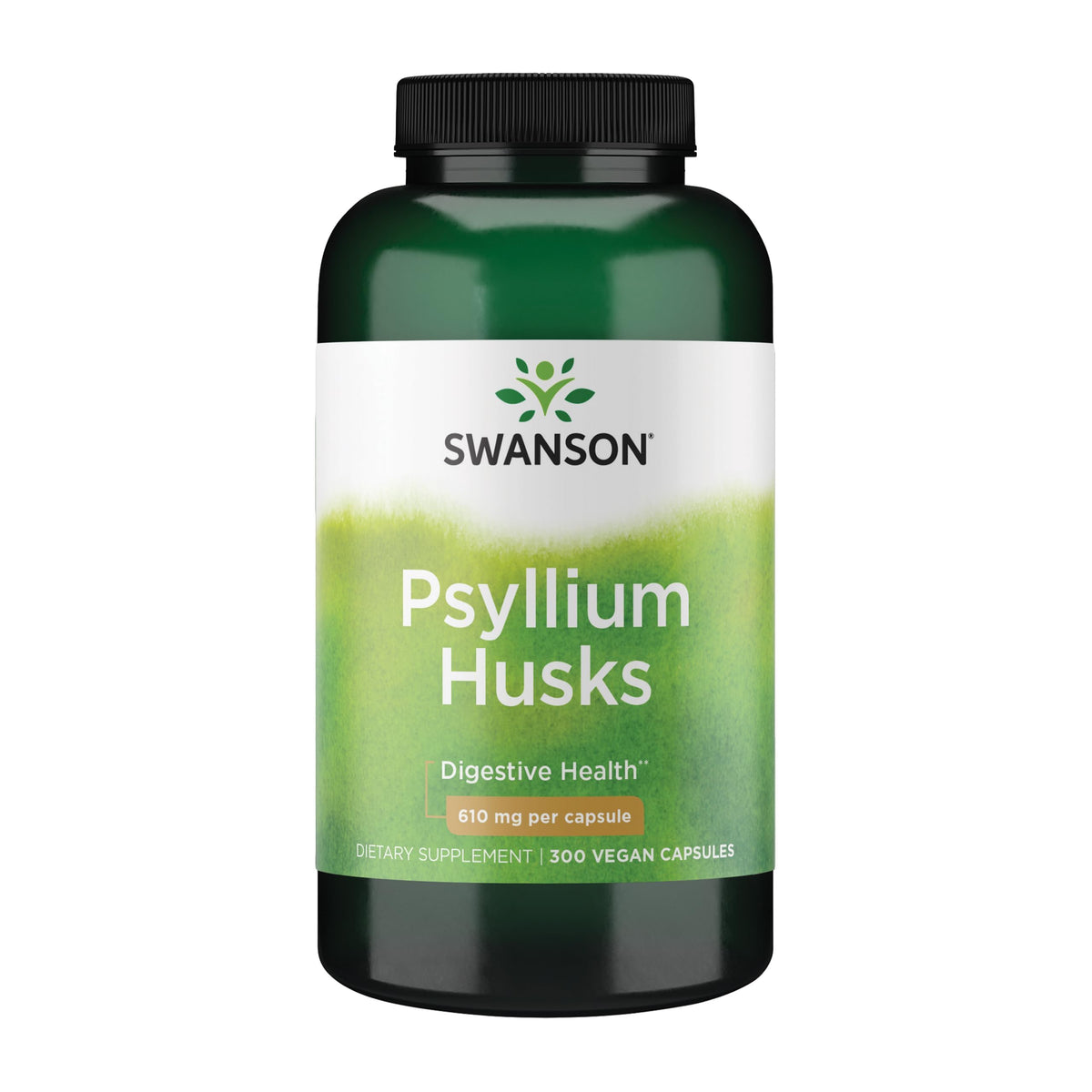Swanson Psyllium Husk Capsules 610mg front view