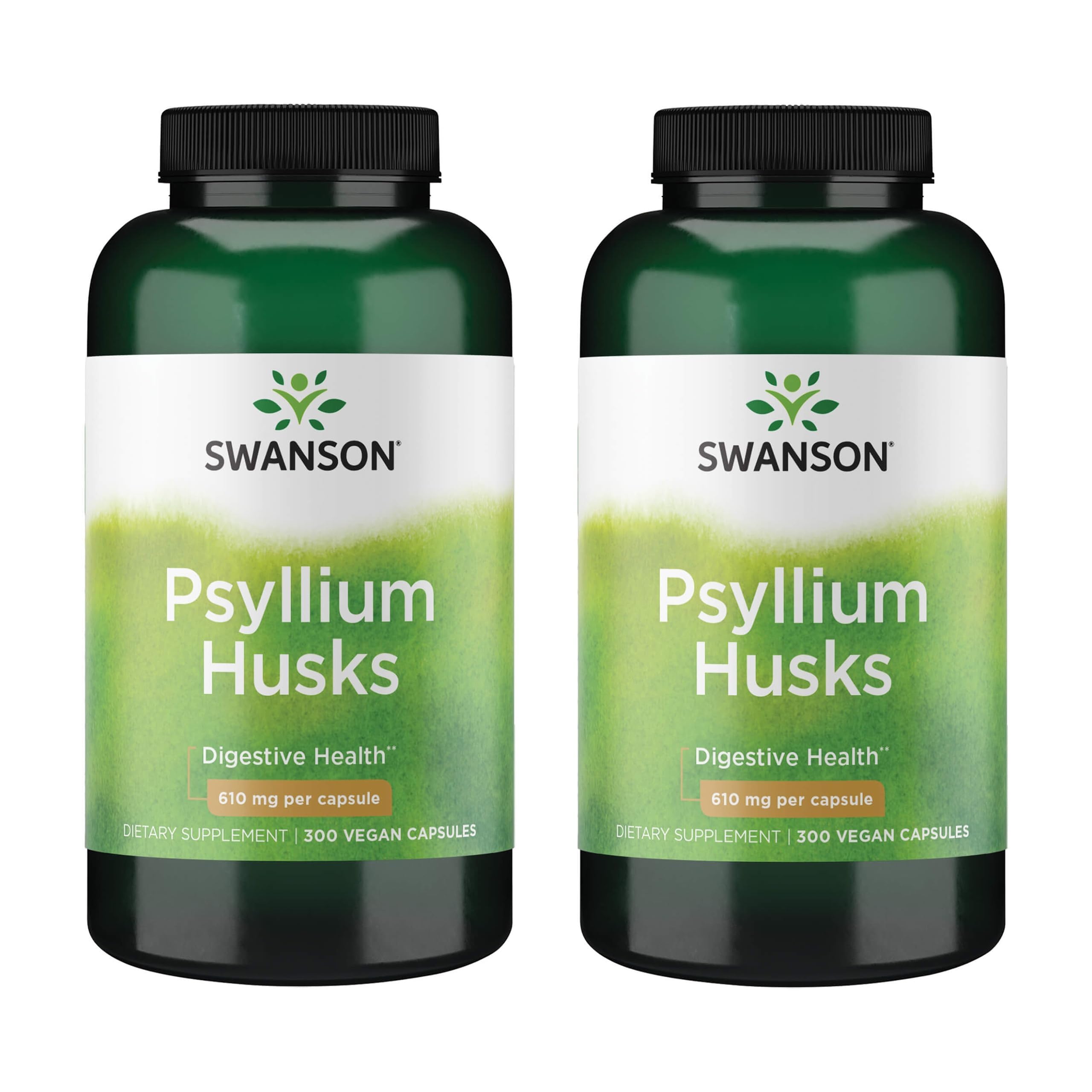 Swanson Psyllium Husk Capsules 610mg front view of packaging