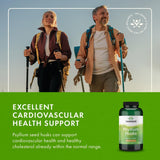 Swanson Psyllium Husk Capsules 610mg with a glass of water