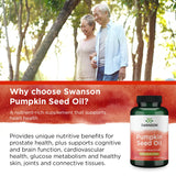 Swanson Pumpkin Seed Oil Softgels with a measuring spoon