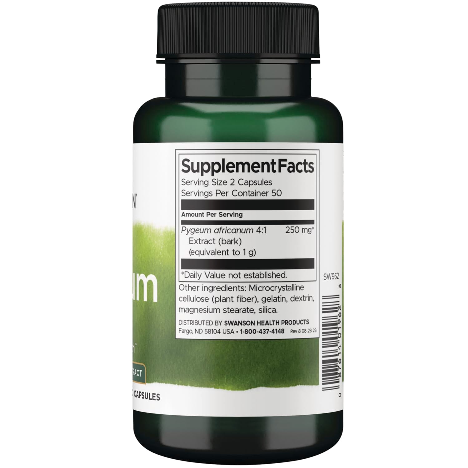 Swanson Pygeum Herbal Supplement 150g back view
