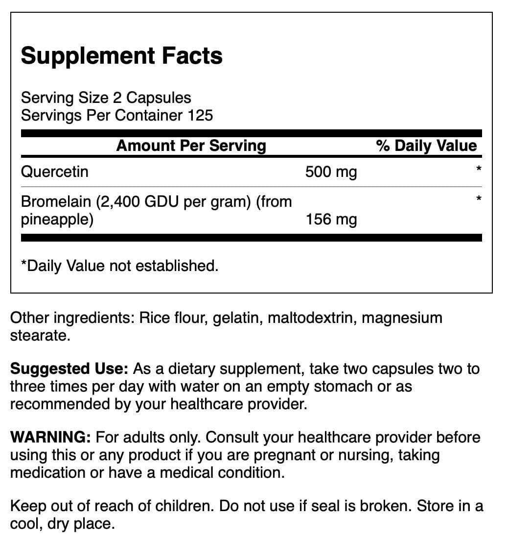 Swanson Quercetin with Bromelain capsules side view