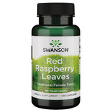 Swanson Red Raspberry Leaf Capsules 380mg front view with bottle label