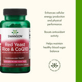 Swanson Red Yeast Rice 600mg Veggie Capsules on a wooden table
