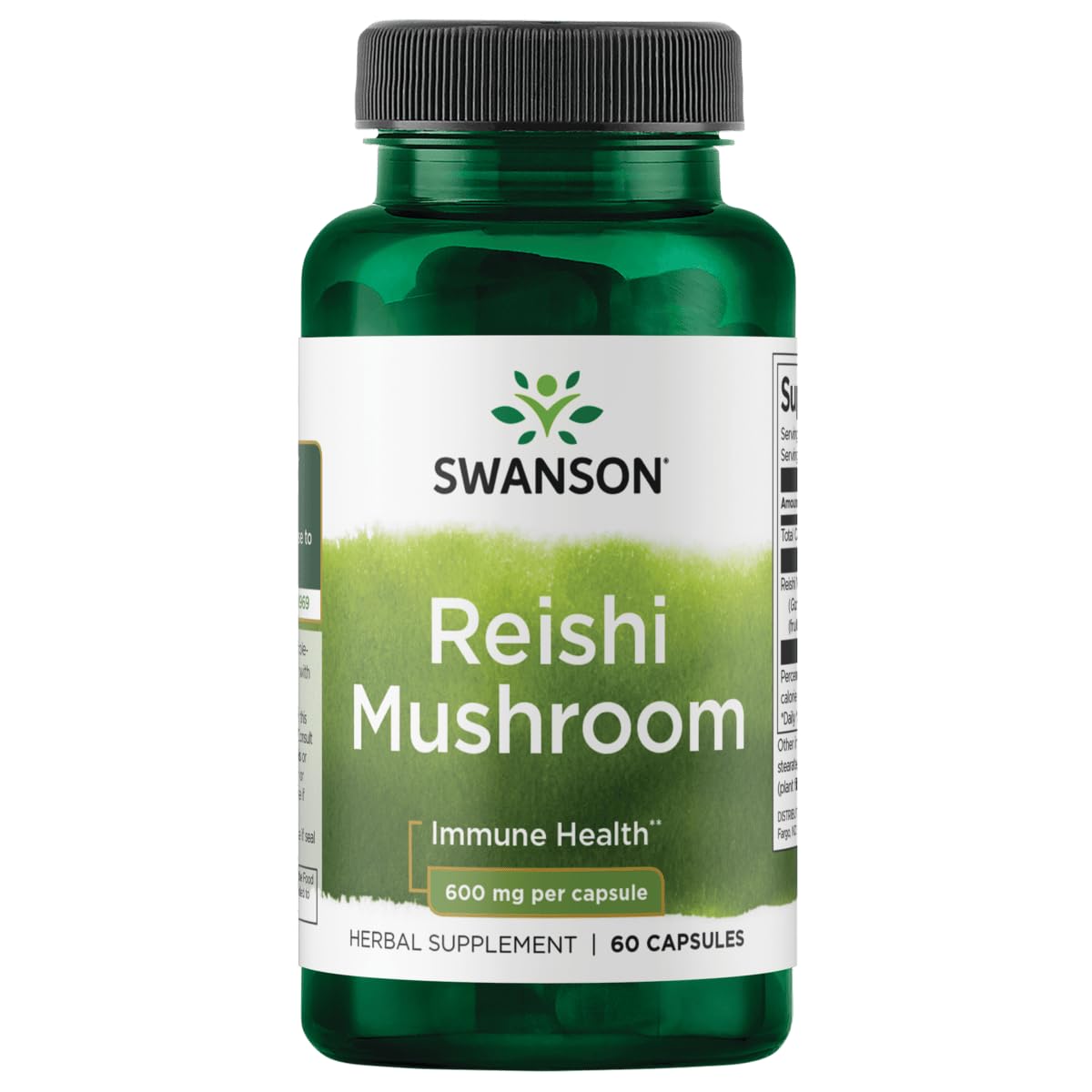 Swanson Reishi Mushroom Capsules 1.2g front view