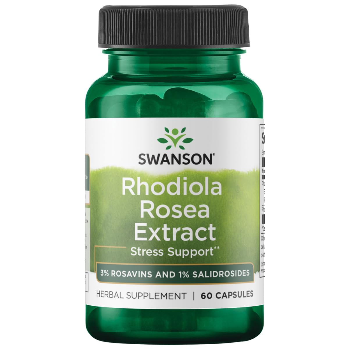 Swanson Rhodiola Rosea Root Extract 250mg capsules front view