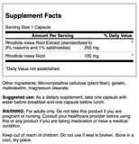Swanson Rhodiola Rosea Root Extract 250mg capsules packaging side view