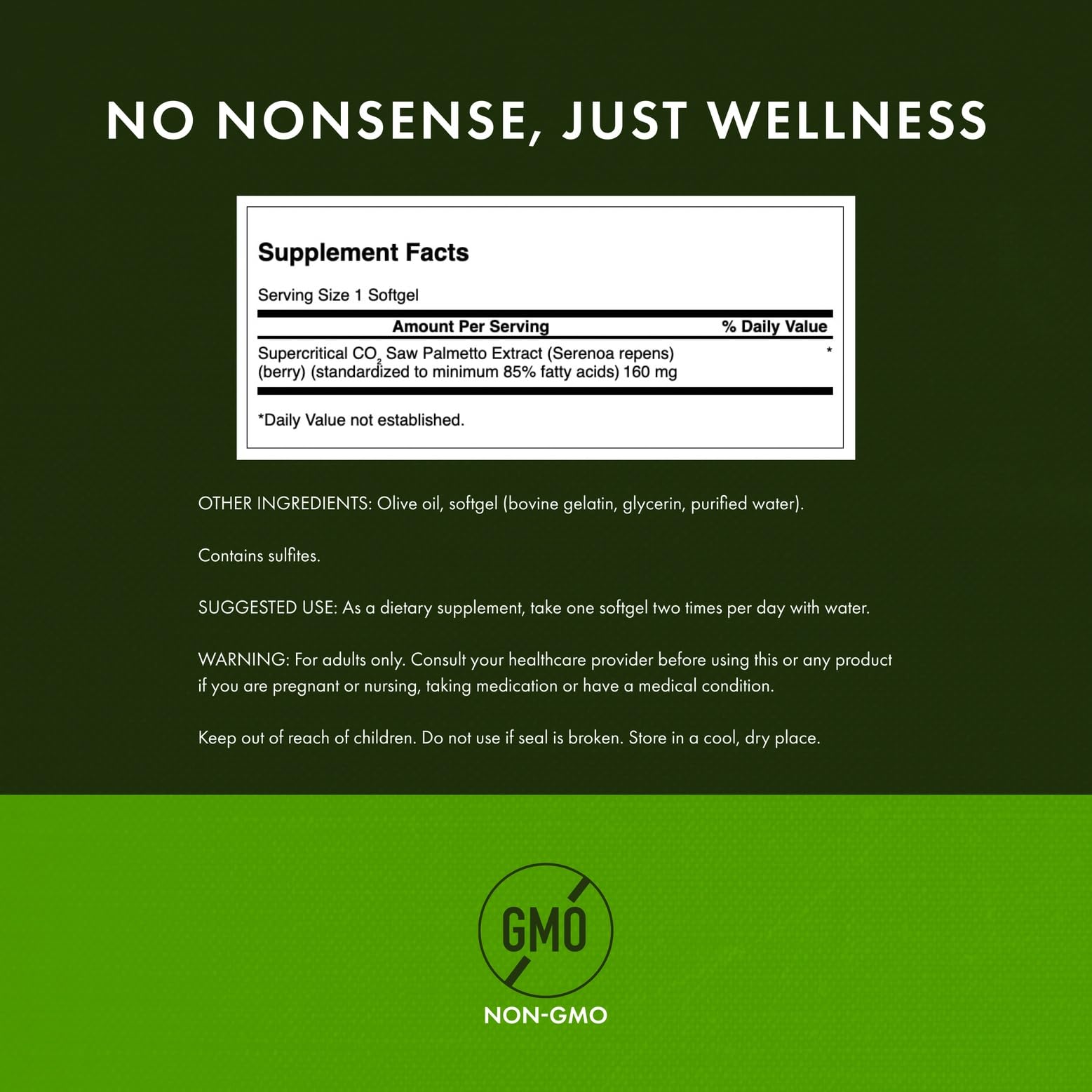 Swanson Saw Palmetto Capsules 160mg bottle with label