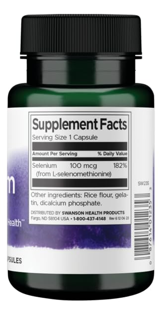 Swanson Selenium Supplement 100 mcg capsules close-up