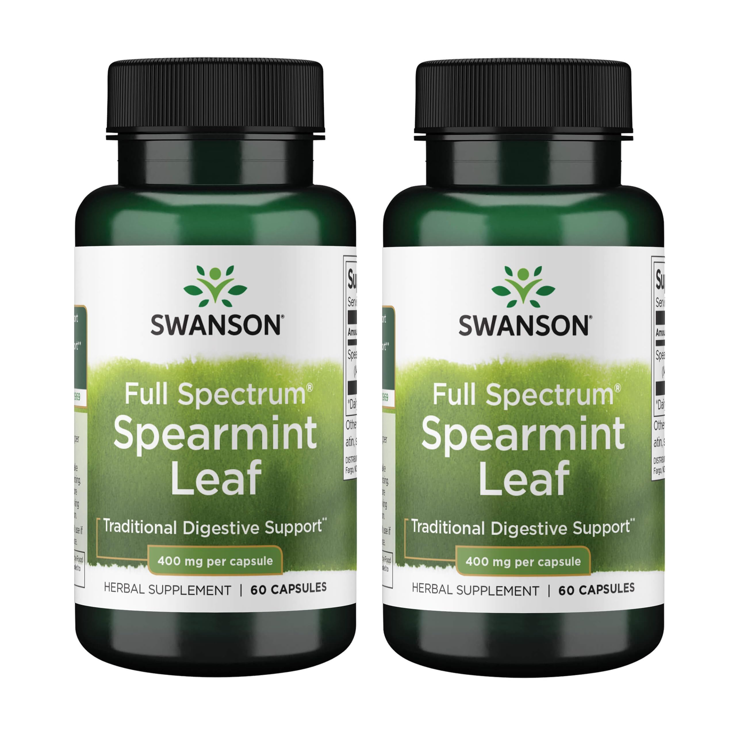 Swanson Spearmint Leaf Capsules 400mg front view