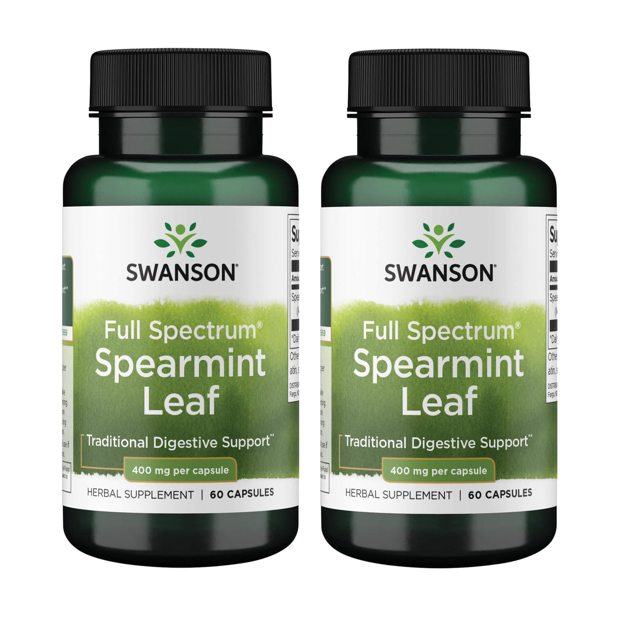 Swanson Spearmint Leaf Capsules 400mg front view
