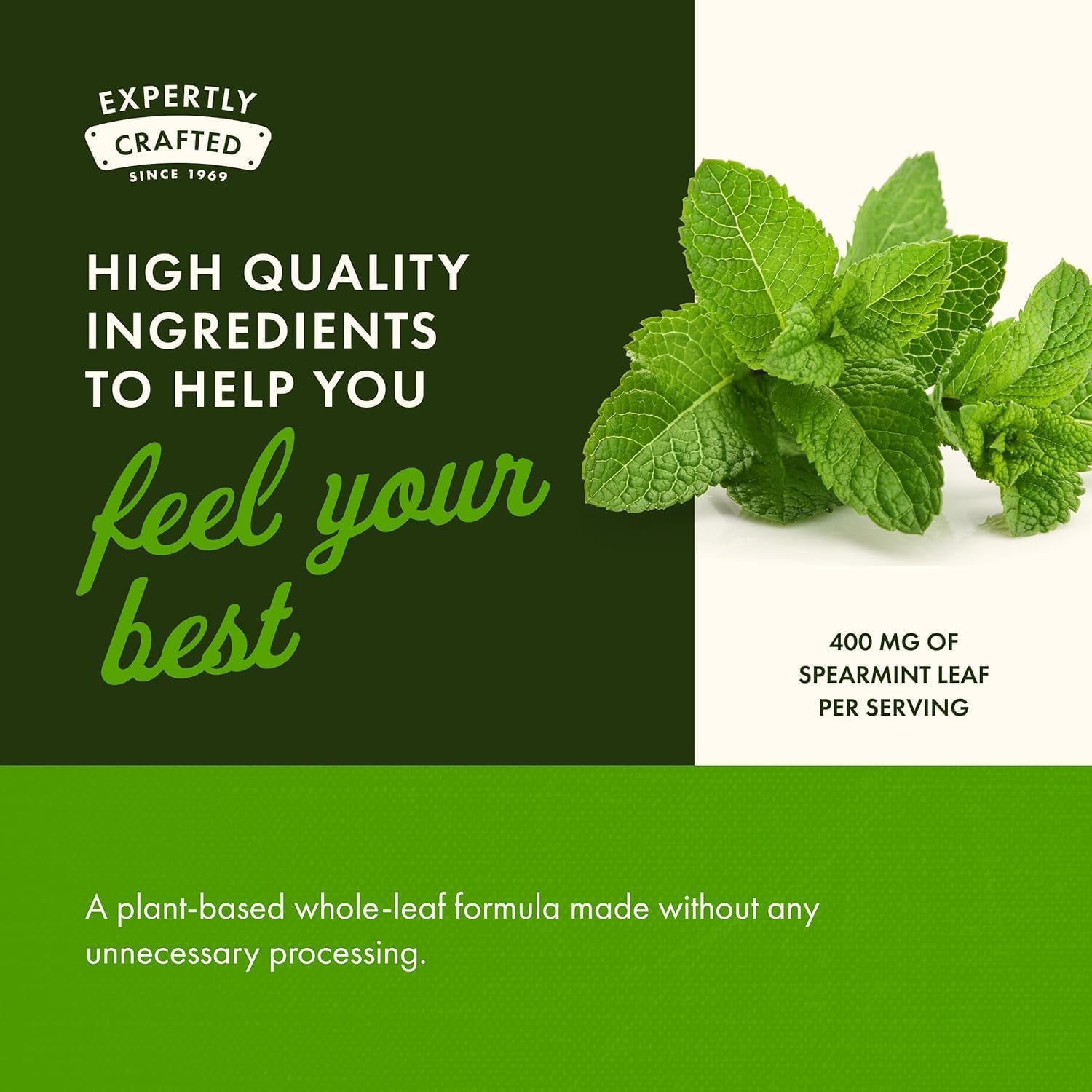 Swanson Spearmint Leaf Capsules 400mg with water
