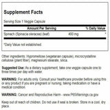 Swanson Spinach Capsules 400mg back view