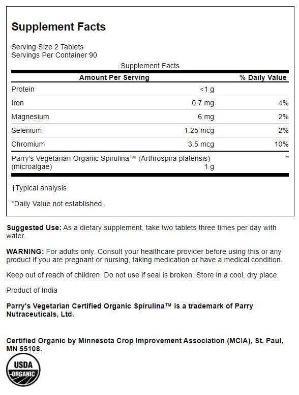 Swanson Spirulina Organic Supplement side view showing capsule details