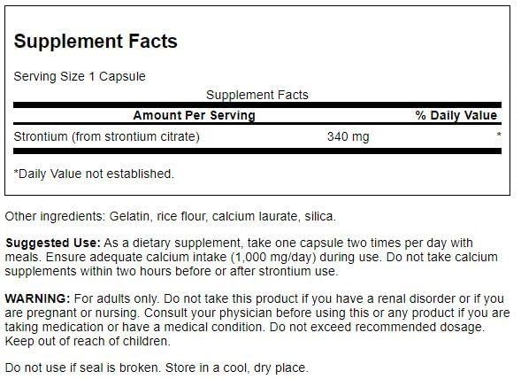 Swanson Strontium Capsules 340mg easy-to-swallow design close-up