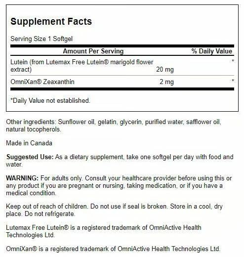Swanson Synergistic Eye Health Lutein supplement bottle side view