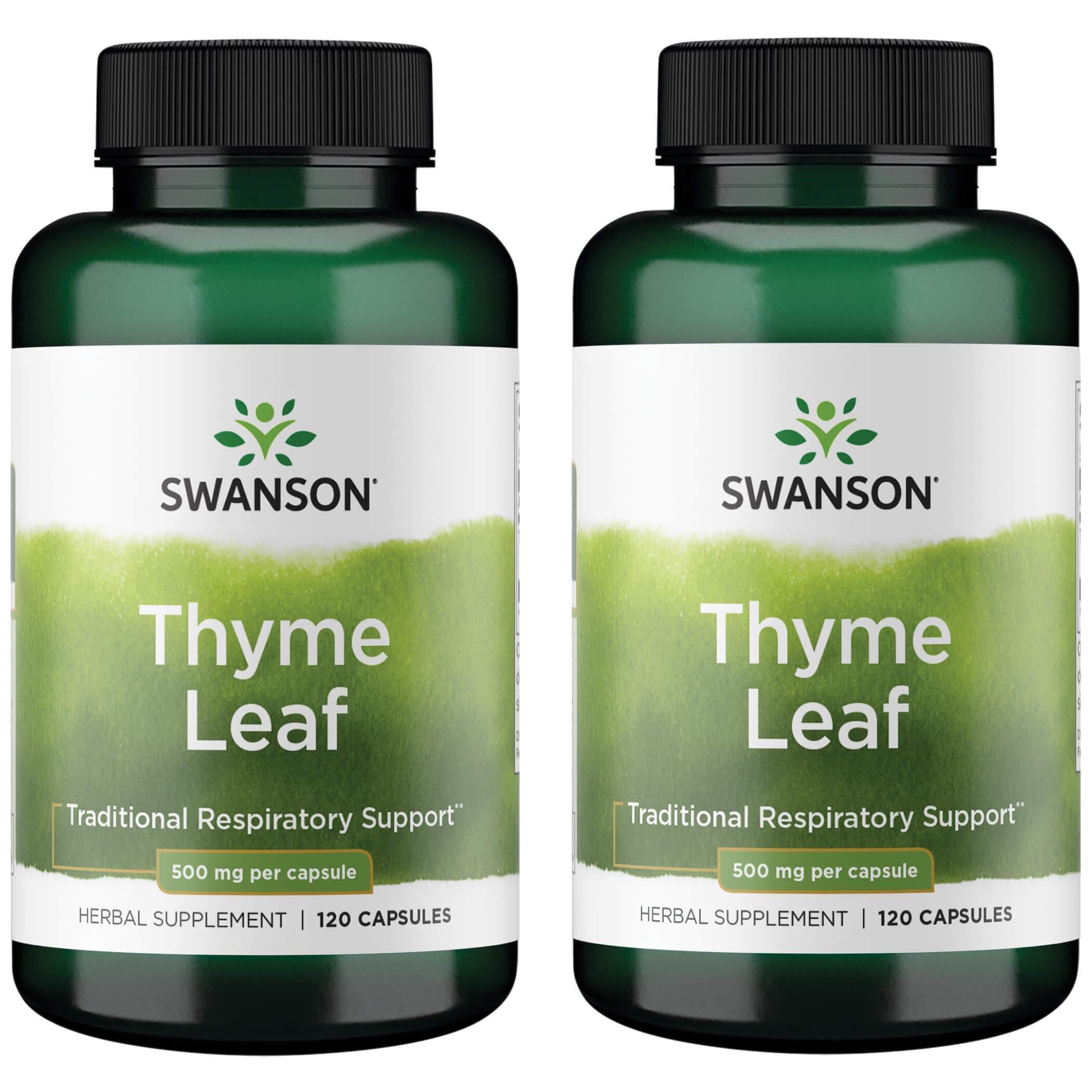 Swanson Thyme Leaf Supplement 500mg capsule bottle front view