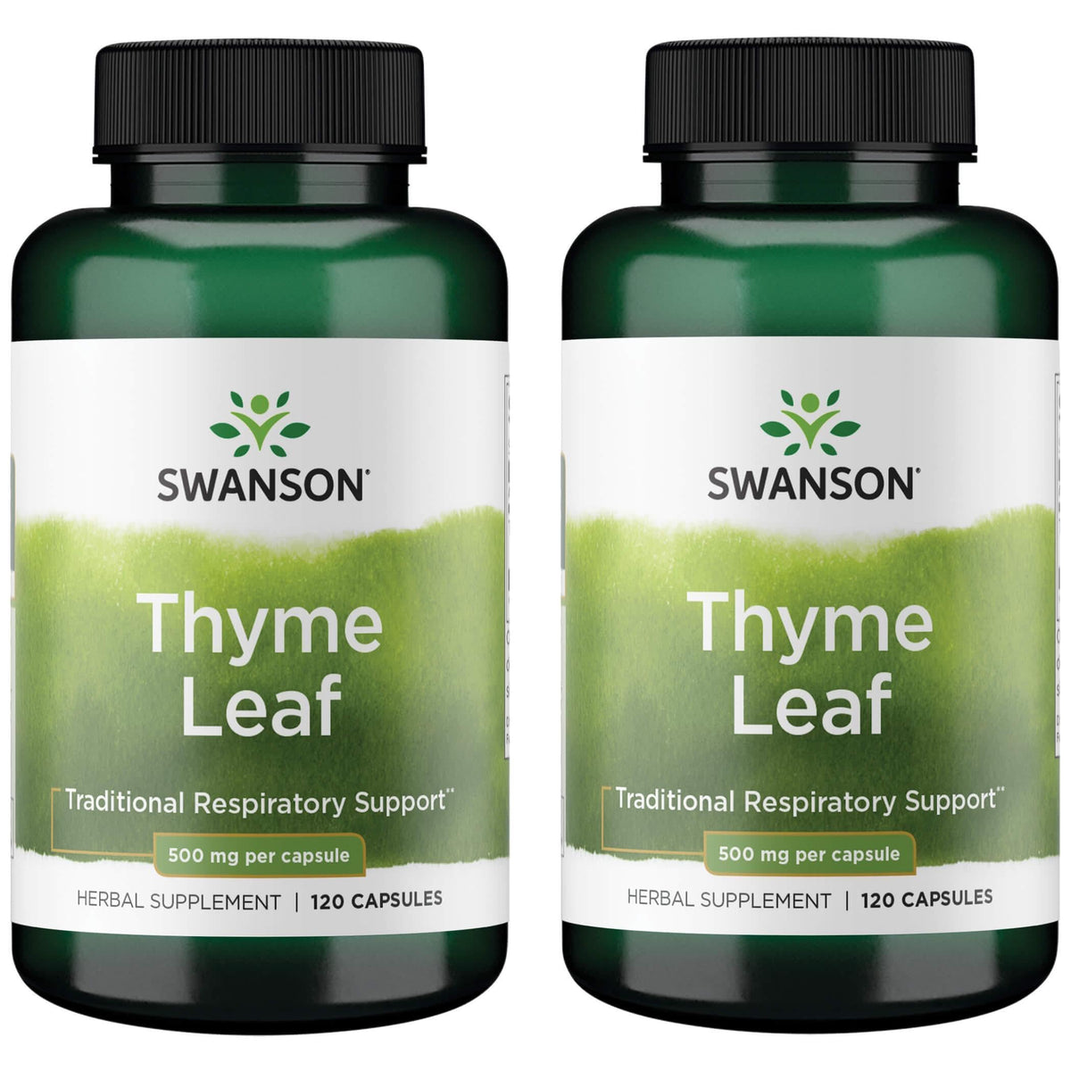 Swanson Thyme Leaf Supplement 500mg capsule bottle front view