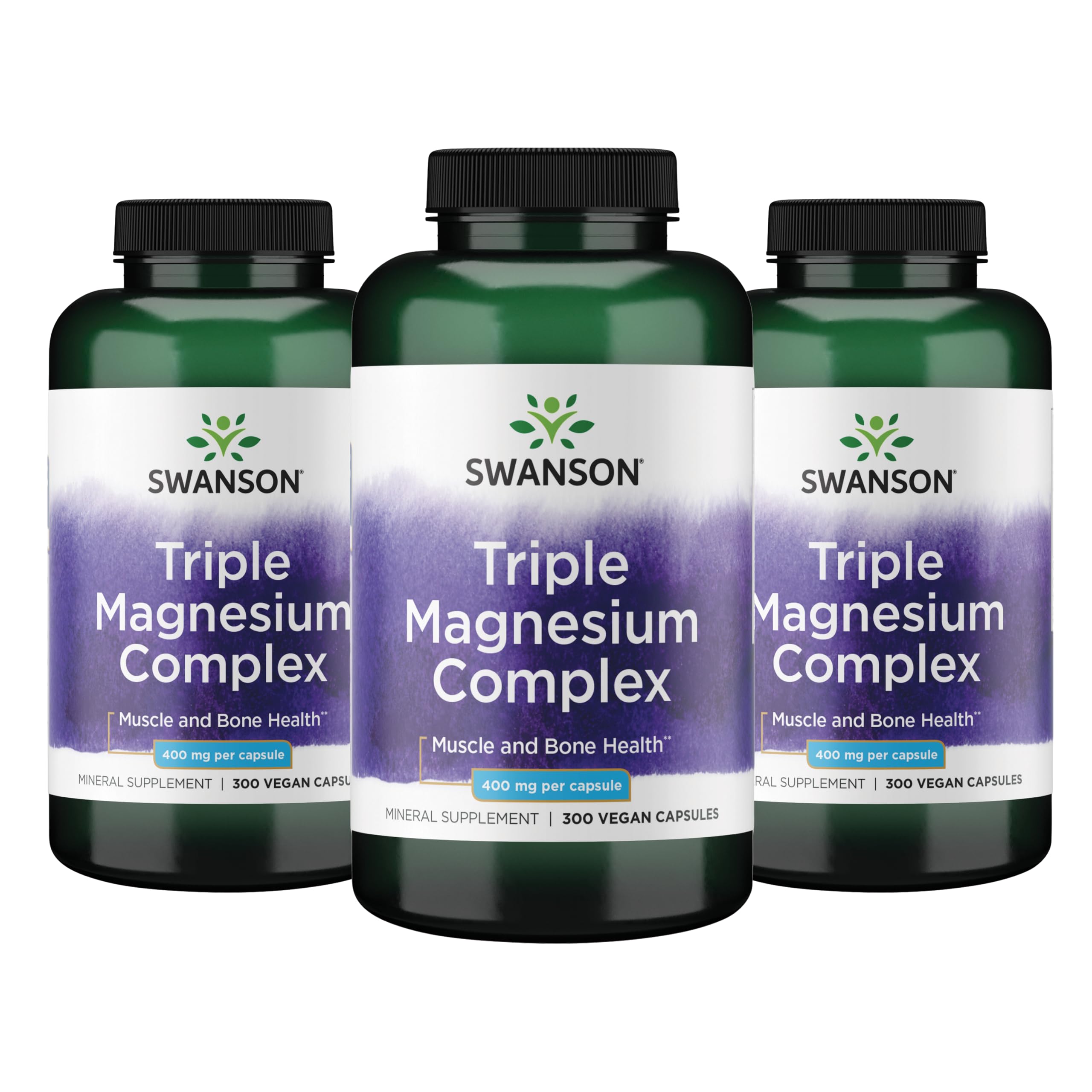 Swanson Triple Magnesium Complex 400mg 90 Capsules front view