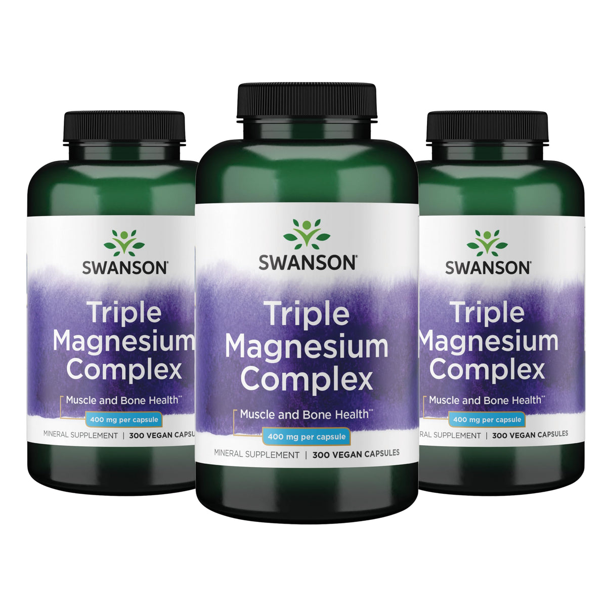 Swanson Triple Magnesium Complex 400mg 90 Capsules front view