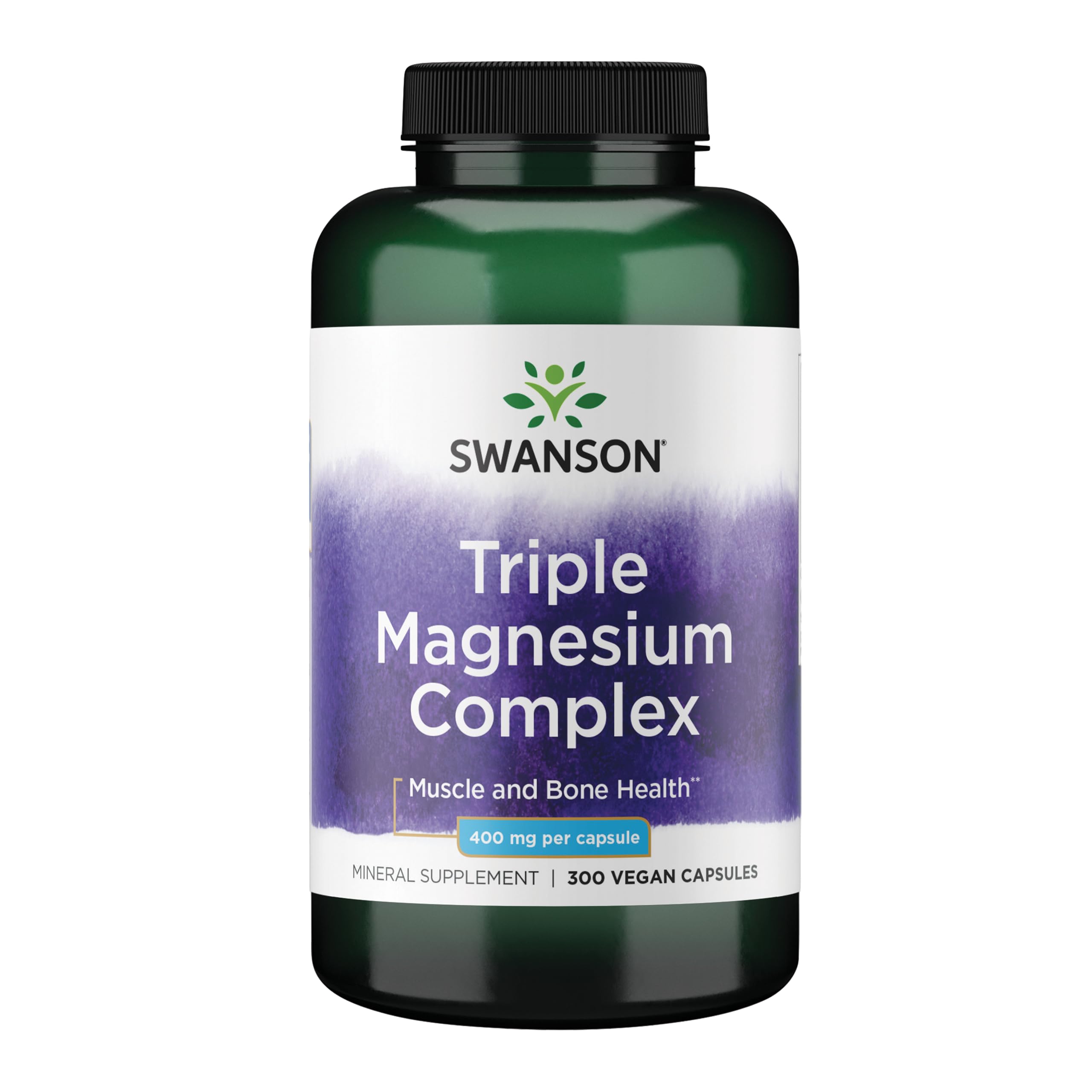 Swanson Triple Magnesium Complex 400mg capsules front view