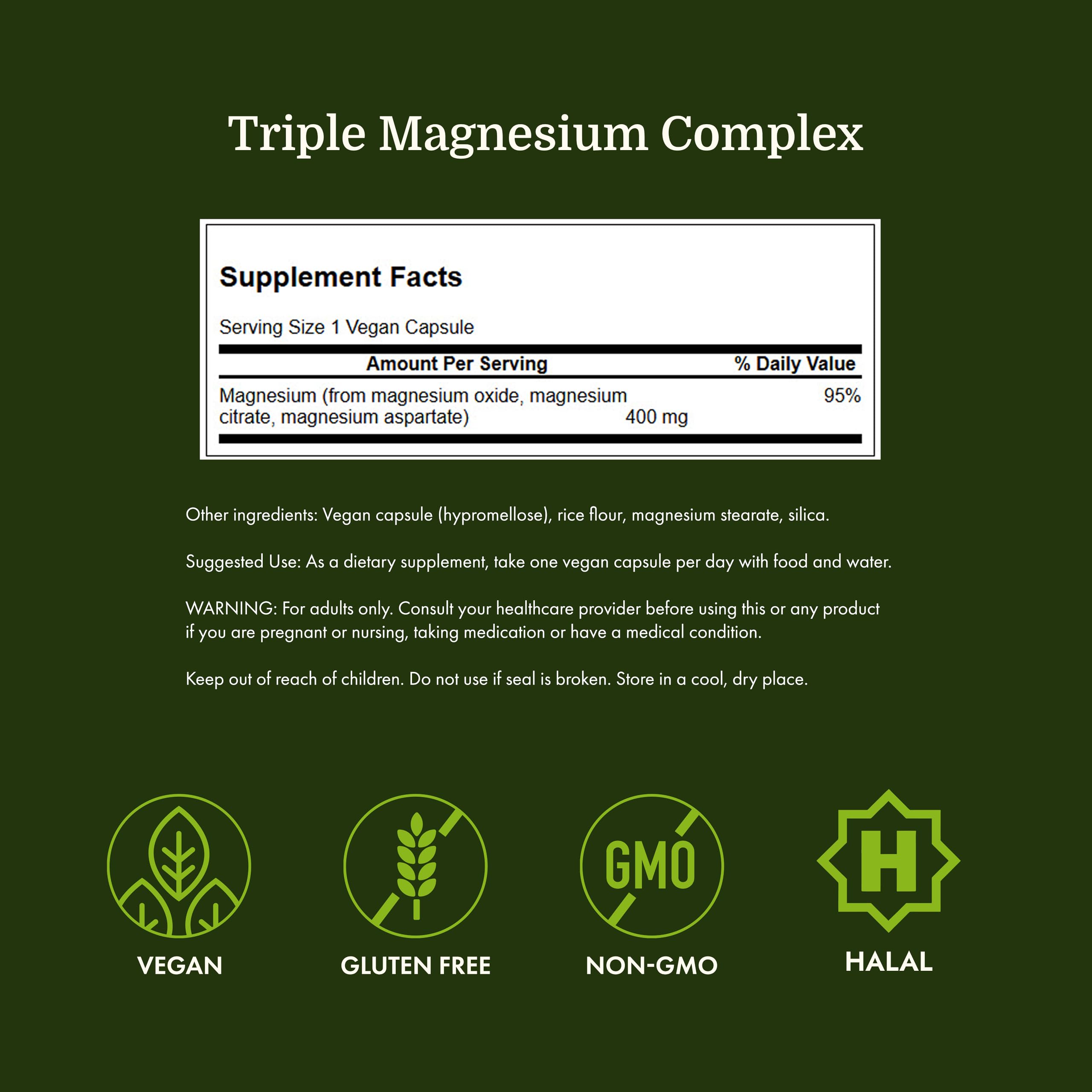 Swanson Triple Magnesium Complex 400mg supplement bottle with cap