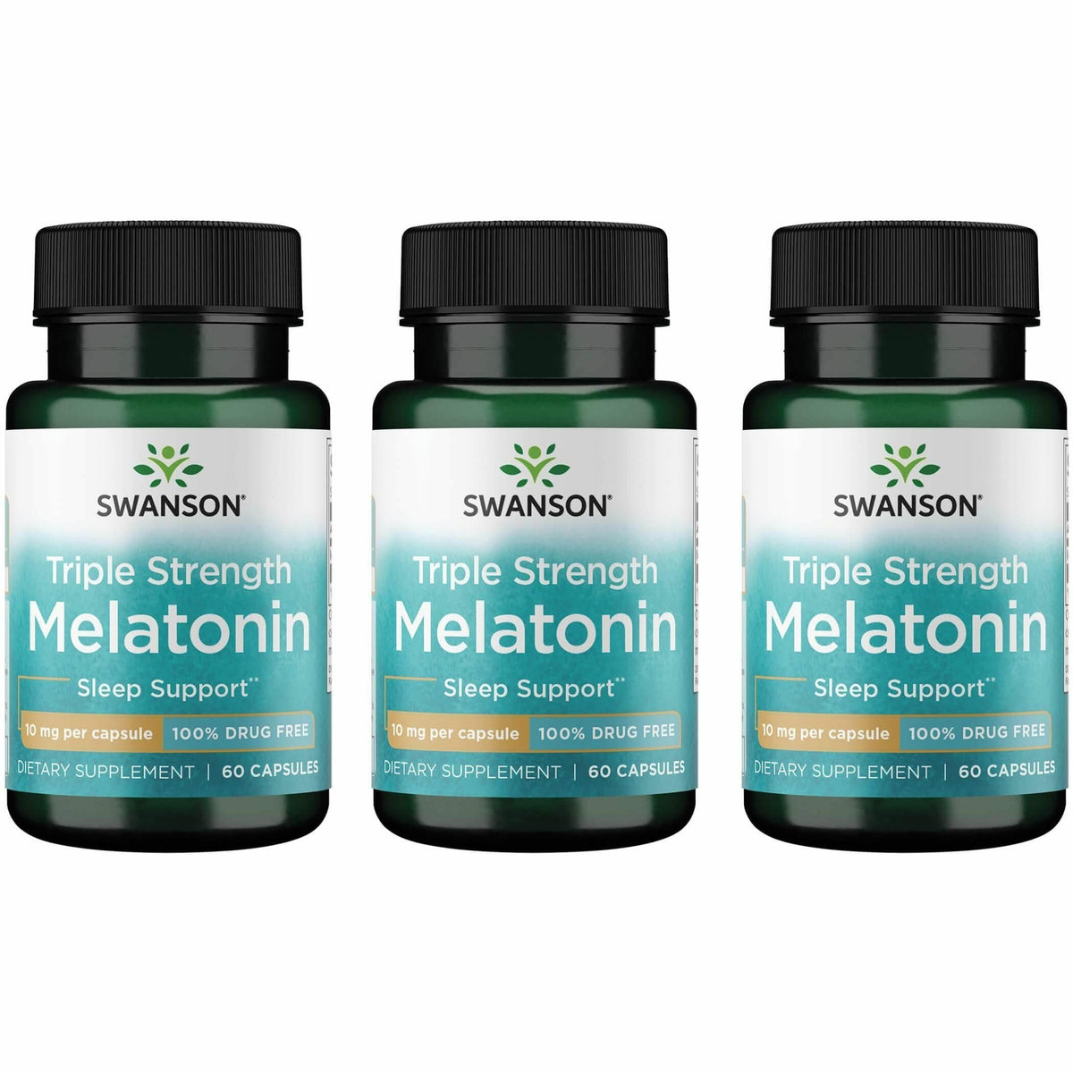 Swanson Triple Strength Melatonin 10mg 60 Capsules front view