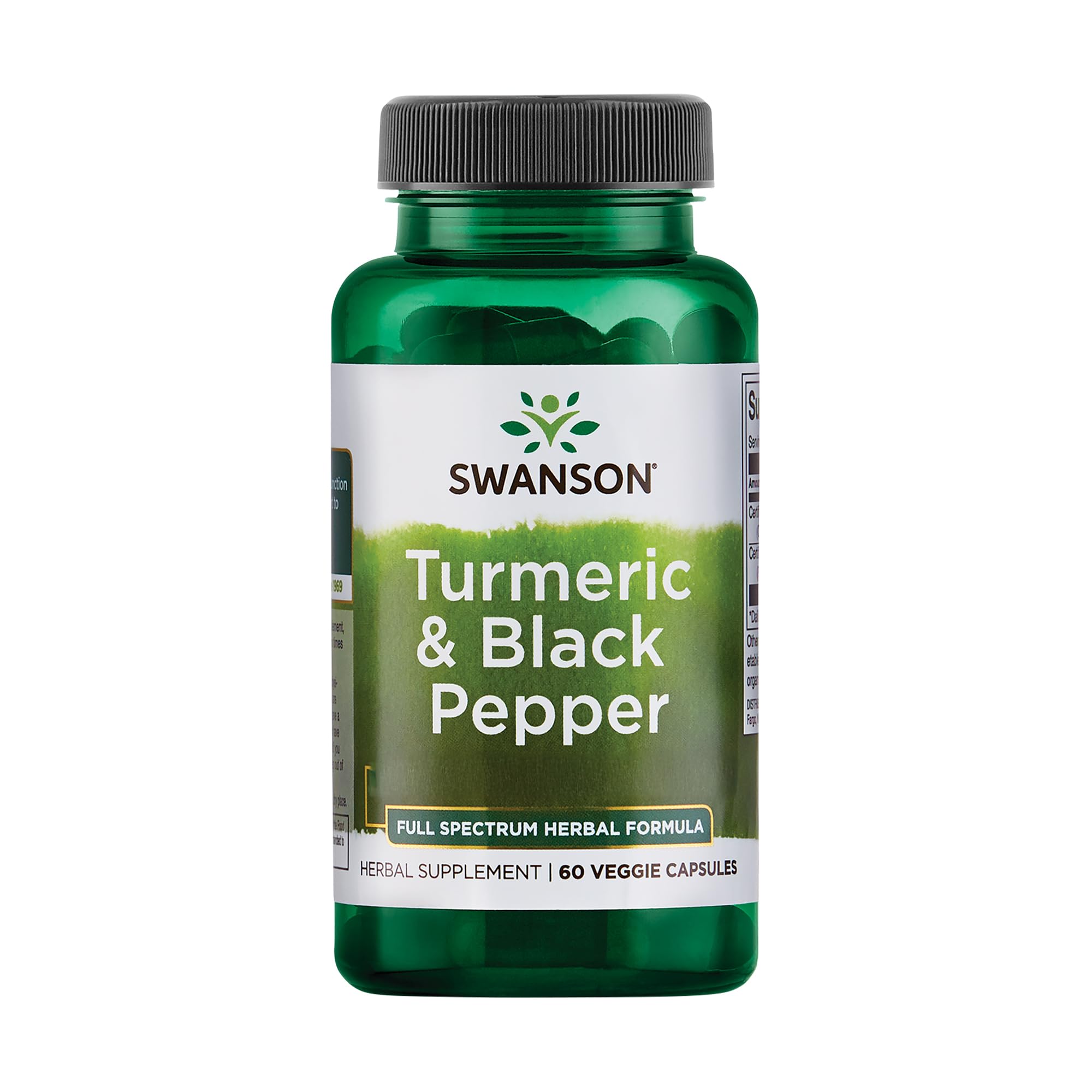 Swanson Turmeric Curcumin Supplement 50g front view with black pepper