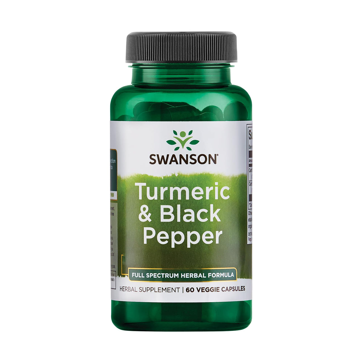 Swanson Turmeric Curcumin Supplement 50g front view with black pepper
