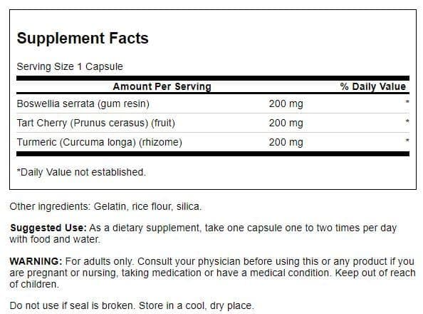 Swanson Turmeric Joint Support Capsules side view showing label