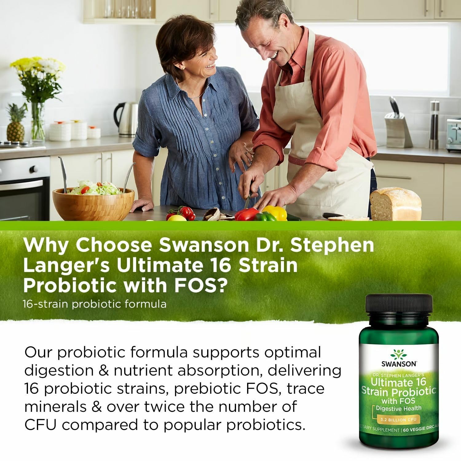 Swanson Ultimate 16 Strain Probiotic with a measuring spoon