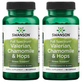 Swanson Valerian Chamomile Hops Capsules bottle front view