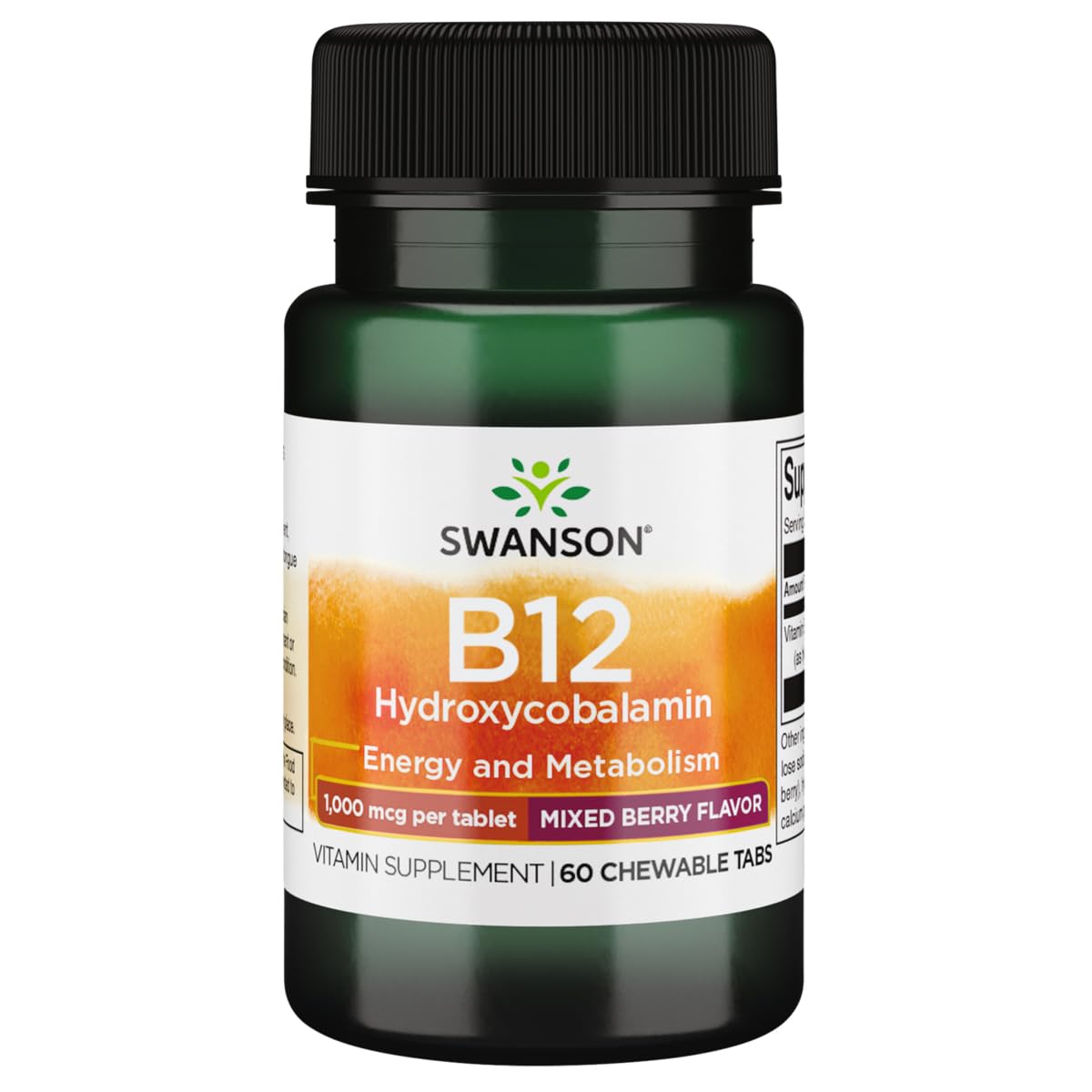 Swanson Vitamin B-12 Hydroxycobalamin 1000 mcg supplement front view