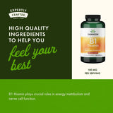 Swanson Vitamin B1 Thiamin Capsules 100mg back view