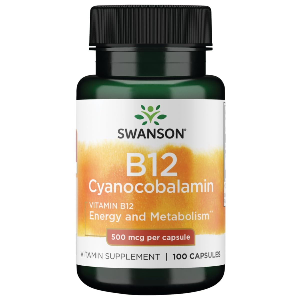 Swanson Vitamin B12 500mcg capsules front view